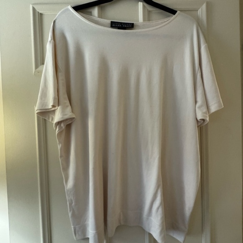Ellen Tracy Off-White Short Sleeve Top
